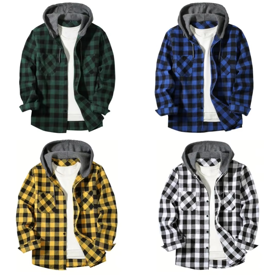 Flannel Shirt Lined - Men's Business Spring And Autumn Patchwork