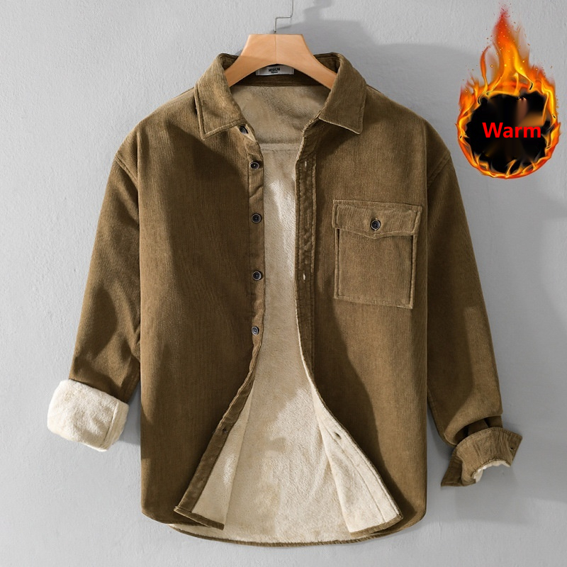 Men's Corduroy Shirt Jacket He - Flannel Shirt Lined incelemesi ve fiyatı