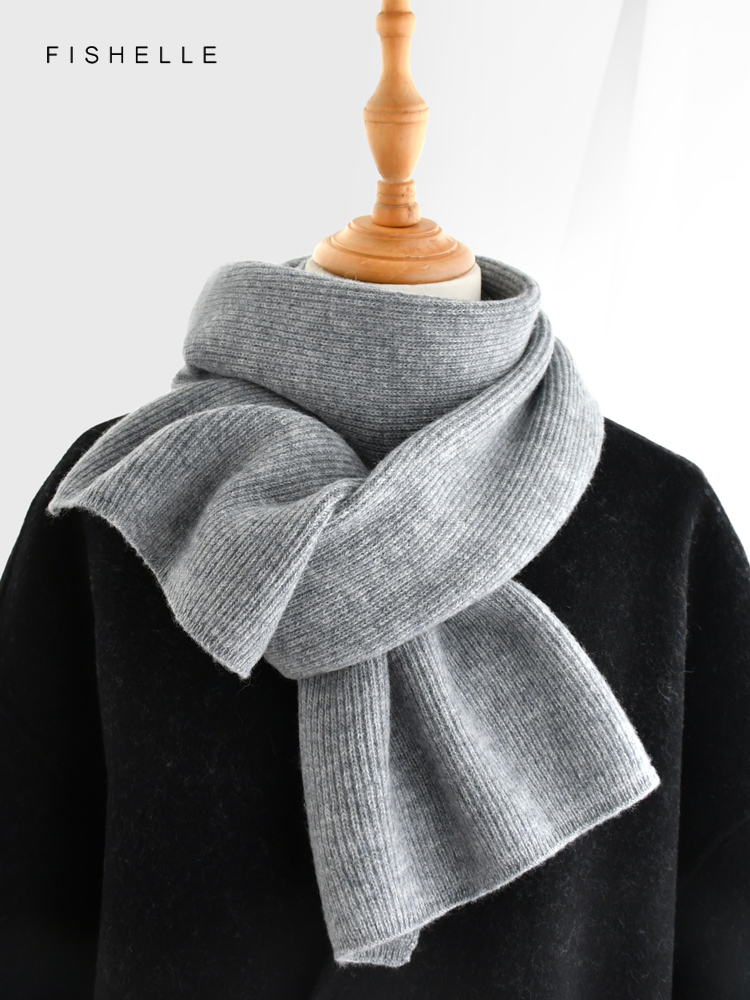 Gray solid color cashmere scar - Wool Scarf Men incelemesi ve fiyatı