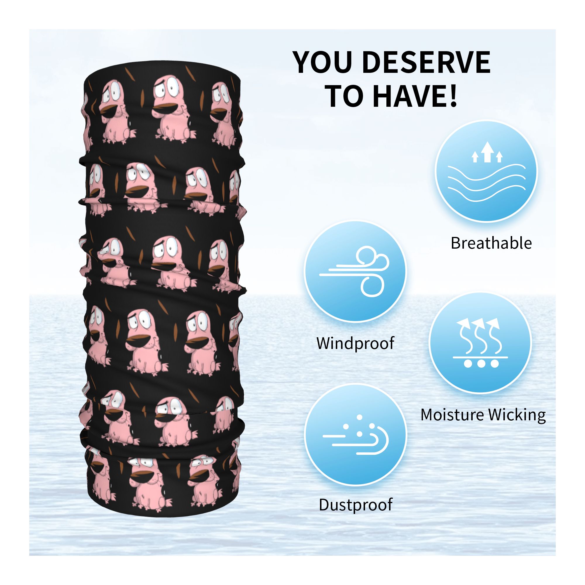 Custom Cartoon Courage Dog Win - Neck Gaiter Fleece incelemesi ve fiyatı