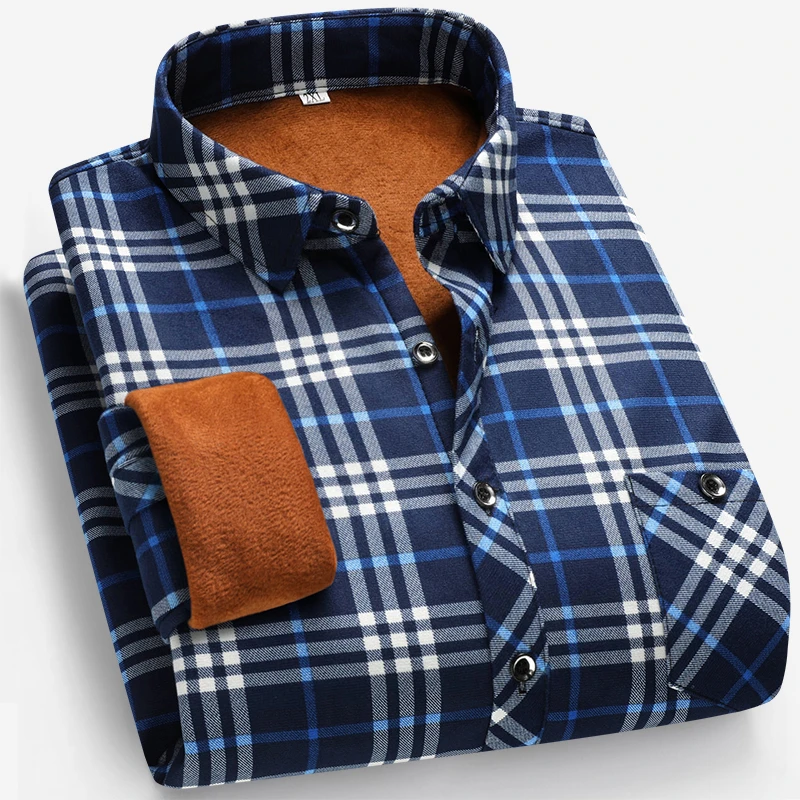 Autumn and Winter Men's Fleece - Flannel Shirt Lined incelemesi ve fiyatı