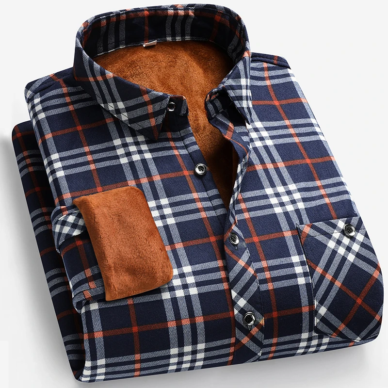 Autumn and Winter Men's Fleece - Flannel Shirt Lined incelemesi ve fiyatı