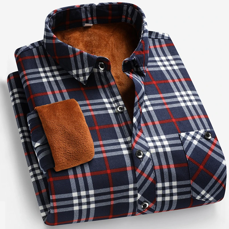 Autumn and Winter Men's Fleece - Flannel Shirt Lined incelemesi ve fiyatı