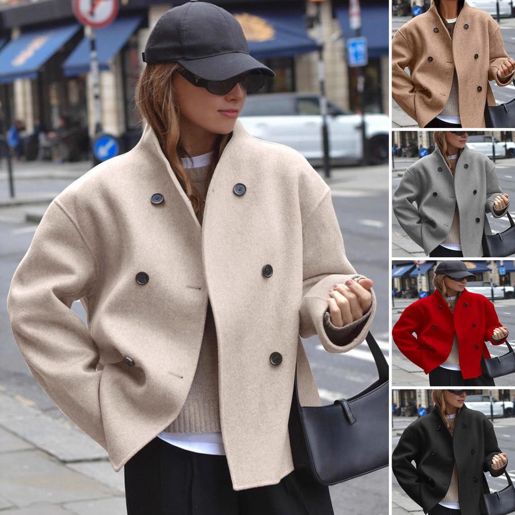 Women's Winter Cropped Wool Co - Wool Coat Peacoat incelemesi ve fiyatı