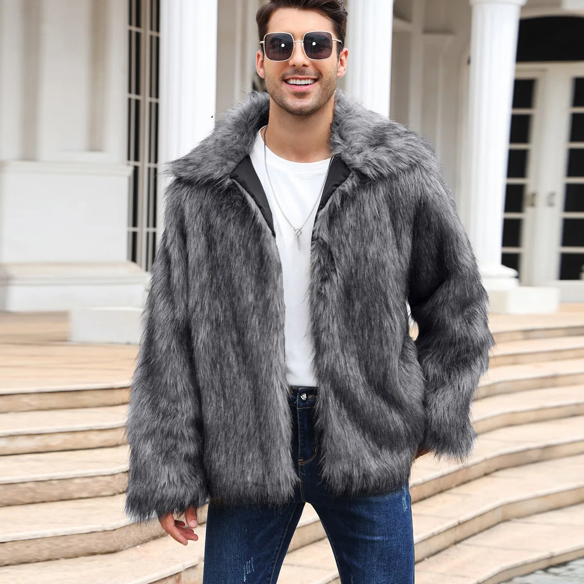 Men Faux Fox Fur Jacket Coat W - Down Jacket Packable incelemesi ve fiyatı