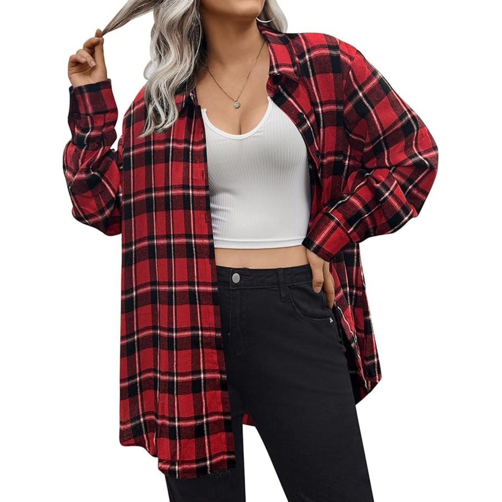 Warm Flannel Plaid Shirt Women - Flannel Shirt Lined incelemesi ve fiyatı