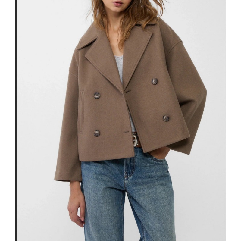 Women's Oversized Double Breas - Wool Coat Peacoat incelemesi ve fiyatı