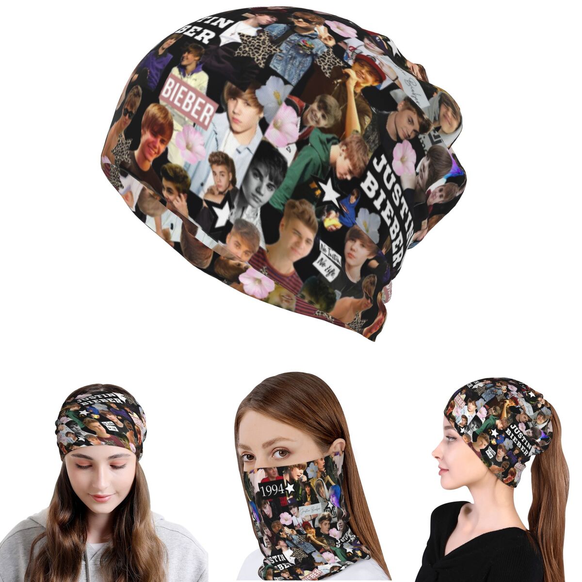Justin Bieber Bandana Neck Cov - Knit Beanie Hat Warm incelemesi ve fiyatı